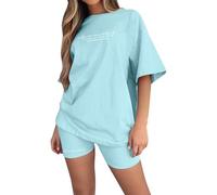 Conjunto Chandal Mujer Verano 2 Piezas – Manga Corta Cuello V + Pantalón Corto Con Bolsillos – Casual Y Deporte