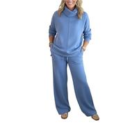 Conjunto Mujer Vestir Dos Piezas Color Liso - Ropa Mujer Primavera 2026 Casual, Conjunto De 2 Piezas Chic Moda, Top Manga Larga Cuello Alto Y Pantalón - Adecuados para Primavera Y Otoño