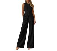 Conjunto Mujer Vestir Dos Piezas Conjunto De 2 Piezas Para Mujer Chaleco Blazer Sin Mangas Y Pantalones De Pierna Ancha Conjunto Elegante De Ropa De Oficina Informal Para Negocios Conjunto Formal De