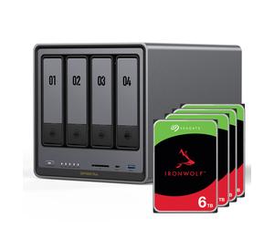 Conjunto NAS UGREEN DXP4800 Plus 24TB Seagate IronWolf NAS incl. 4 discos duros SATA de 3,5 pulgadas Seagate IronWolf de 6 TB