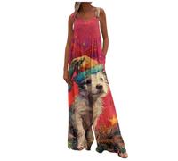 Conjunto Navideño Mujer Ropa Fiesta Mujer Mono Casuales Duraderos Ropa Vintage Resistentes Petos Transpirables Pantalones para El Trabajo Desde Casa Azafrán M