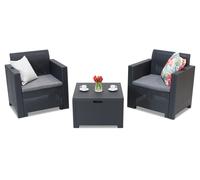 Conjunto Nebraska Terrace Box 2 techno rattan antracita con arcón Bica