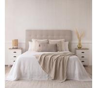 Conjunto neris cabecero tapizado beige para cama de 150/160 y 2 avelin mesitas de noche