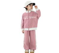 Conjunto Niña - Conjunto De Ropa para Niñas Estilo Coreano Informal Chaqueta De Béisbol Sudadera con Capucha Y Chándal De 2 Piezas para Niñas Pequeñas Ropa De Moda De Otoño E (Red 7-8 Years)