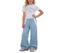 Conjunto Niña Verano Camiseta Niña Negra Manga Corta Top Dorado Conjunto Informal de Dos Piezas para S Camiseta Manga Corta con Estampado y Pantalones Cargo Rectos Holgados Verano