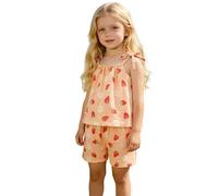 Conjunto Niña Verano Transpirable Conjunto de Verano para niñas: Mono sin Mangas con Estampado Floral y Shorts Estilo Boho, Dos Piezas para niñas pequeñas.