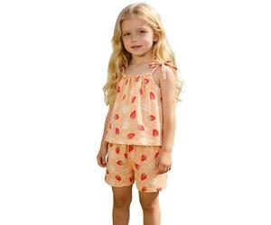 Conjunto Niña Verano Transpirable Conjunto de Verano para niñas: Mono sin Mangas con Estampado Floral y Shorts Estilo Boho, Dos Piezas para niñas pequeñas.