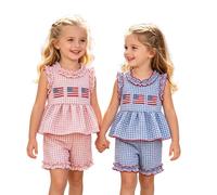 Conjunto Niñas Verano Camiseta Niña Amarilla Top 14 Años Conjunto Veraniego Infantil Femenino Chaleco Cuadros sin Mangas Camiseta Básica Shorts Vuelo Ideal Patria Julio Casual