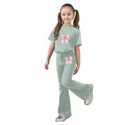 Conjunto Niñas Verano Camiseta Niña Amarilla Top Blanco Conjunto Informal Elegante para S Pantalones Top Ropa Cómoda Diaria Infantil Juvenil Versátil Fiestas