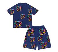 Conjunto Niño Flores Chándal de Verano 2 piezas Traje Jogging Manga Corta, Y2K Camiseta con Estampado Espuma Hip Hop para Unisex