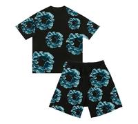 Conjunto Niño Flores - Chándal de Verano 2 Piezas Traje Jogging Manga Corta, Y2K Camiseta con Estampado Espuma Hip Hop para Unisex