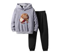 Conjunto niño niña invierno manga larga estampado sudadera con capucha pantalones dos piezas fiesta invierno San Nicolás espectáculo familia regalo años cómodo algodón suave decoración n111