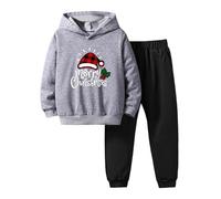 Conjunto niño niña invierno manga larga estampado sudadera con capucha pantalones dos piezas fiesta invierno San Nicolás espectáculo familia regalo años cómodo algodón suave decoración n110