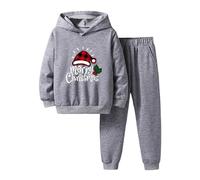 Conjunto niño niña invierno manga larga estampado sudadera con capucha pantalones dos piezas fiesta invierno San Nicolás espectáculo familia regalo años cómodo algodón suave decoración n110