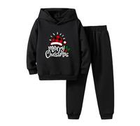 Conjunto niño niña invierno manga larga estampado sudadera con capucha pantalones dos piezas fiesta invierno San Nicolás espectáculo familia regalo años cómodo algodón suave decoración n110
