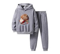 Conjunto niño niña invierno manga larga estampado sudadera con capucha pantalones dos piezas fiesta invierno San Nicolás espectáculo familia regalo años cómodo algodón suave decoración n111