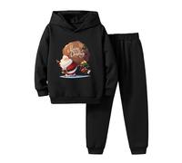 Conjunto niño niña invierno manga larga estampado sudadera con capucha pantalones dos piezas fiesta invierno San Nicolás espectáculo familia regalo años cómodo algodón suave decoración n111