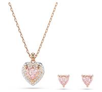 Conjunto One, Talla de corazón, Pavé, Corazón, Rosa, Acabado en oro rosa de 18 quilates OS