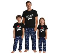 Conjunto para Padre e Hijo Compuesto por una Camiseta de Manga Corta y Unos Pantalones Largos, un Conjunto Familiar cómodo para el día a día y el Día del Padre(Hombre-Negro13-L)