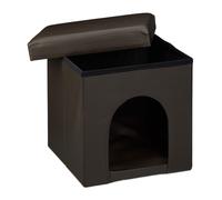 Conjunto para perros: caja plegable con asiento y refugio, comedero doble.