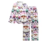 Conjunto Pijama NavideñO Mujer Algodon,Conjunto De Pijama Femenino Estampado NavideñO PantalóN Largo Y Top CóModo para Dormir Nochebuena Noche De Invierno
