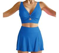 Conjunto Playa Mujer Bikinis 2026 Talla Grande Women's Sexy Resort Beach Bikini with Breast Without Brackets BañAdor Push up con Relleno BañAdores De Mujer (Blue, L)