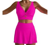 Conjunto Playa Mujer Bikinis 2026 Talla Grande Women's Sexy Resort Beach Bikini with Breast Without Brackets BañAdor Push up con Relleno BañAdores De Mujer (Hot Pink, M)