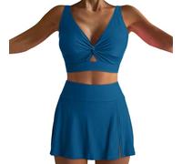 Conjunto Playa Mujer Bikinis 2026 Talla Grande Women's Sexy Resort Beach Bikini with Breast Without Brackets BañAdor Push up con Relleno BañAdores De Mujer (Navy, XL)