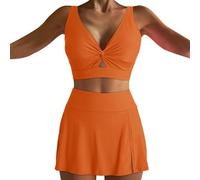Conjunto Playa Mujer Bikinis 2026 Talla Grande Women's Sexy Resort Beach Bikini with Breast Without Brackets BañAdor Push up con Relleno BañAdores De Mujer (Orange, M)