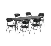 Conjunto Plegable Mesa 180cm y 6 Sillas con Asa Catering O91