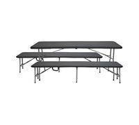 Conjunto plegable mesa con 2 bancos de 180cm negro catering o91