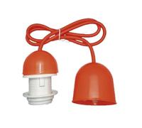 Conjunto portalámparas con cable y florón, rosca E27, 1m, color naranja, ideal para iluminación decorativa y proyectos de bricolaje.