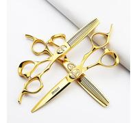 Conjunto profesional de corte de pelo de 6/7 pulgadas, tijeras escasas de acero inoxidable, adecuado para salones de peluquería y familias (6 pulgadas - 3pc-D)