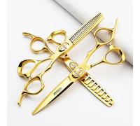 Conjunto profesional de corte de pelo de 6/7 pulgadas, tijeras escasas de acero inoxidable, adecuado para salones de peluquería y familias (6 pulgadas - 3pc-E)
