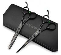 Conjunto profesional de corte de pelo y Corte de pelo - Negro - Acero inoxidable j44c 5,5 "/ 6" 7/7,5 pulgadas (5.5 pulgadas y 2 piezas)