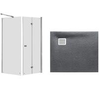 Conjunto puerta de ducha Roca Capital AM4508012M, plato de ducha cuadrado Roca Terran AP10332032001200, AM4408012M