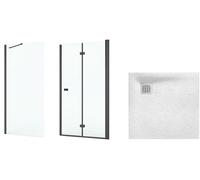 Conjunto puerta de ducha Roca Capital AM4508016M, plato de ducha cuadrado Roca Terran AP10332032001100, AM4408016M
