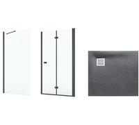 Conjunto puerta de ducha Roca Capital AM4508016M, plato de ducha cuadrado Roca Terran AP10332032001200, AM4408016M