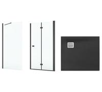 Conjunto puerta de ducha Roca Capital AM4508016M, plato de ducha cuadrado Roca Terran AP10332032001640, AM4408016M