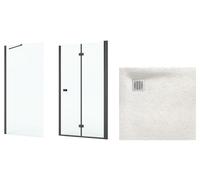 Conjunto puerta de ducha Roca Capital AM4508016M, plato de ducha rectangular Roca Terran AP10332032001650, AM4408016M