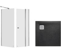 Conjunto puerta de ducha Roca Capital AM4609012M, plato de ducha cuadrado Roca Terran AP10338438401400, AM4409012M