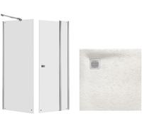 Conjunto puerta de ducha Roca Capital AM4609012M, plato de ducha cuadrado Roca Terran AP10338438401650, AM4409012M