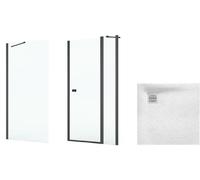 Conjunto puerta de ducha Roca Capital AM4609016M, plato de ducha cuadrado Roca Terran AP10338438401100, AM4409016M
