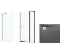 Conjunto puerta de ducha Roca Capital AM4609016M, plato de ducha cuadrado Roca Terran AP10338438401200, AM4409016M