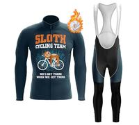 Conjunto Ropa Ciclismo Hombre Maillot Bici MTB Invierno,Traje Ciclista Polar Térmico Chaquetas Manga Larga y Pantalones Tirantes con 19D Gel Acolchado,Completa de Bicicleta Jerseys Ciclo BTT(B7,L)