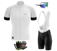 Conjunto Ropa Ciclismo Hombre Maillot Bici MTB Verano,Traje Ciclista Manga Corta Camiseta Ciclo y Culotte Tirantes con 9D Gel Acolchado, (L,Typ-14)