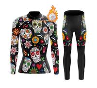 Conjunto Ropa Ciclismo Mujer Invierno Maillot Bici MTB Polar Térmico,Traje Ciclista Chaquetas Manga Larga y Pantalones con 19D Gel Acolchado,Completa de Bicicleta Jerseys Ciclo Transpirable(1,S)