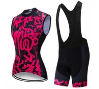 Conjunto Ropa Ciclismo Mujer Traje Ciclista Verano,Maillot Bici MTB Sin Mangas Chaleco Ciclo y Culotte Tirantes con 19D Gel Acolchado,Completa Bicicleta Jerseys Transpirable Secado Ráido(13,M)