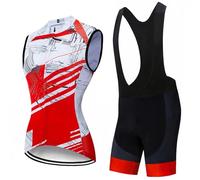 Conjunto Ropa Ciclismo Mujer Traje Ciclista Verano,Maillot Bici MTB Sin Mangas Chaleco Ciclo y Culotte Tirantes con 19D Gel Acolchado,Completa Bicicleta Jerseys Transpirable Secado Ráido(12,M)