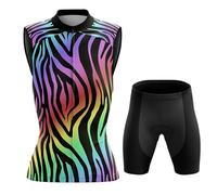 Conjunto Ropa Ciclismo Mujer Verano Traje Bici MTB Sin Mangas,Maillot Ciclista Chaleco Ciclo y Culotte Shorts con 19D Gel Acolchado,Completa de Bicicleta Jerseys Transpirable Secado Rápido(3,L)